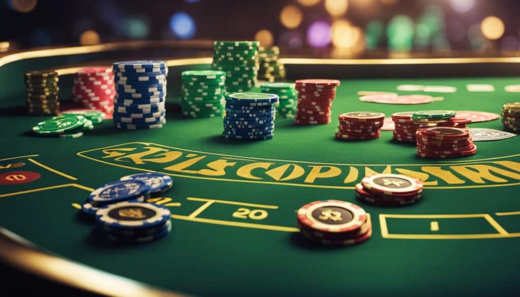 Chips on a table from Black Diamond Casino Free Coins