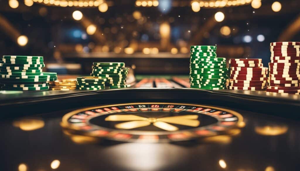 Roulette game with lots of casino chips