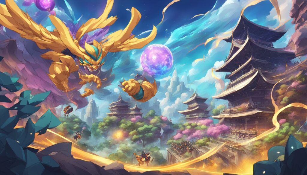 An image of a majestic golden dragon flying over a city, embodying the power and mystique of anime.