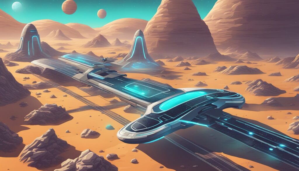 A futuristic spaceship stranded in the middle of a coding desert.