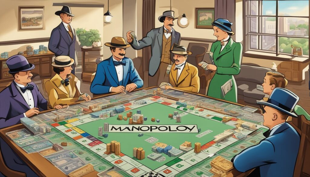 A group of people gathering around a Monopoly board, eagerly anticipating their turn to roll the dice and advance on the Go tile.