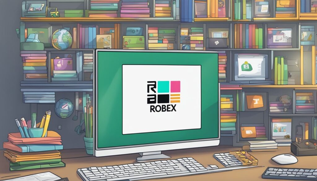 A computer screen displaying the word "robby" amidst a vast catalog of Roblox games.