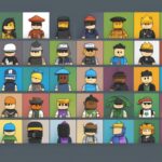 How many pixel characters are in different colors can be found in this collection.