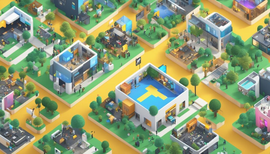 An isometric view of a city with SEO expertise.