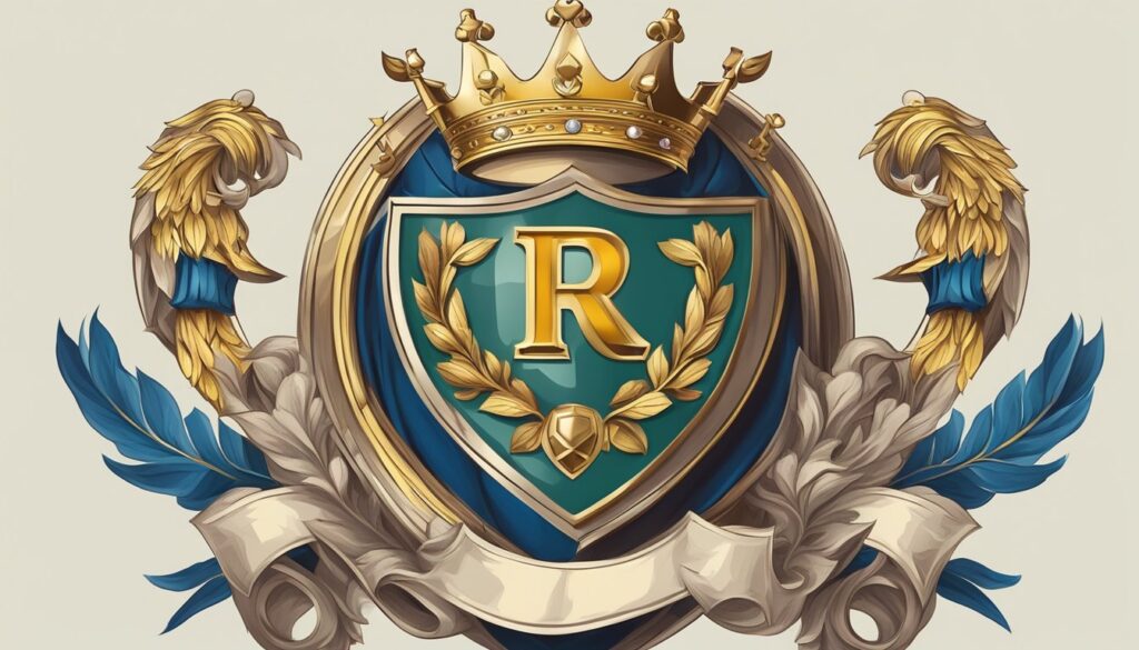 A Company crest with a royal crown, showcasing blue and gold colors.