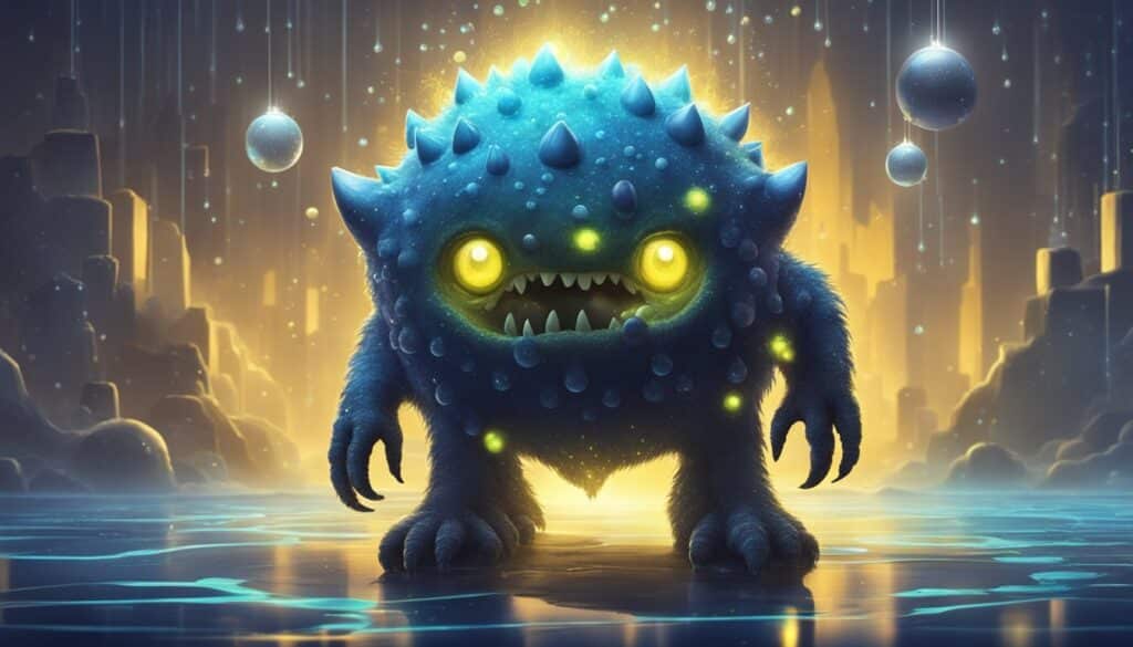 An illustration of a Small Monster with glowing eyes.