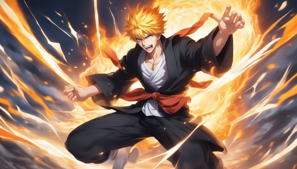 Peroxide Hellverse Ichigo, a character in a black robe with flames around him, increases drop rates.