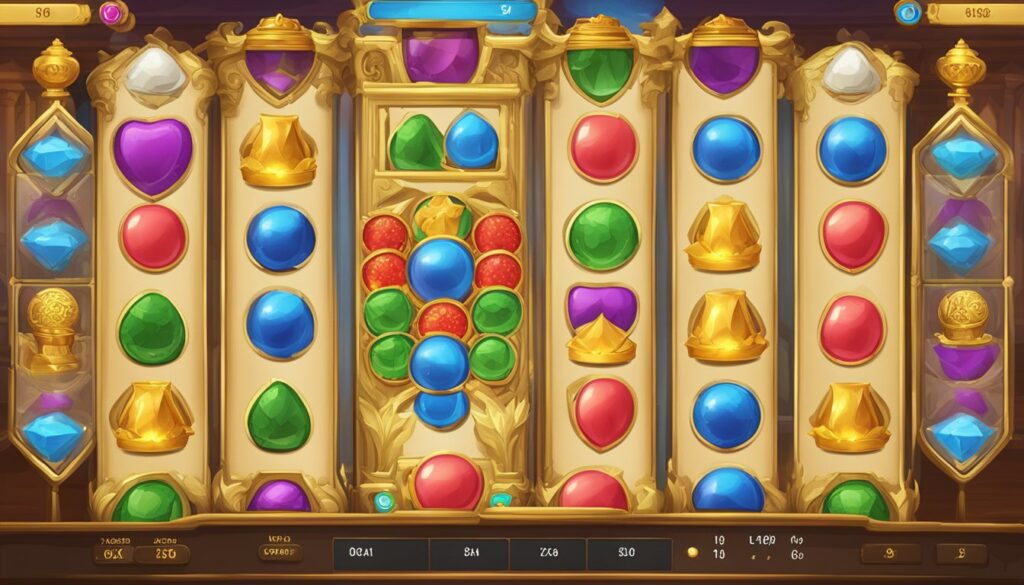 A Royal Match slot machine adorned with dazzling jewels and gems.