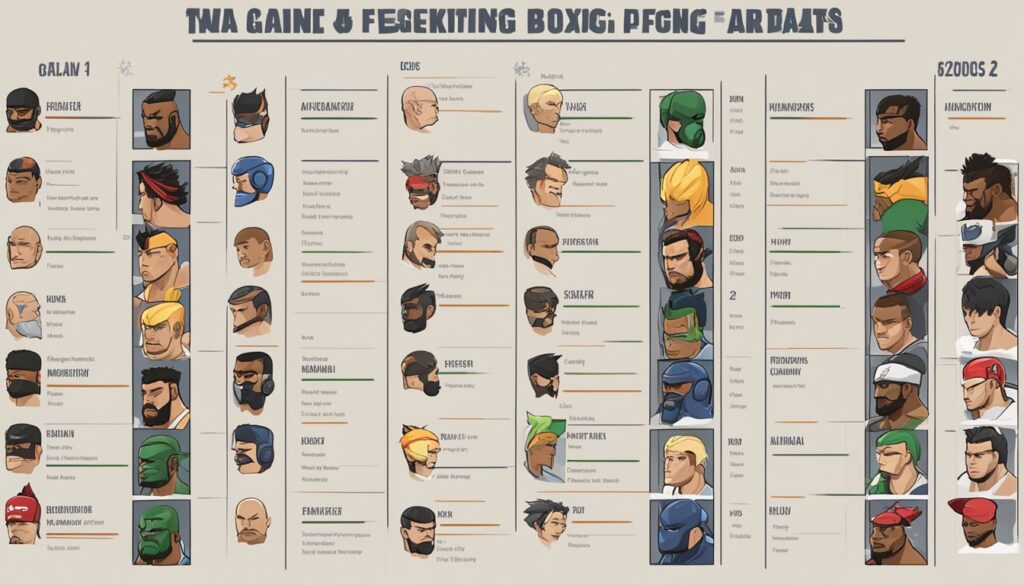 A chart showcasing the diverse fighting styles and combat techniques of characters in a comic book.