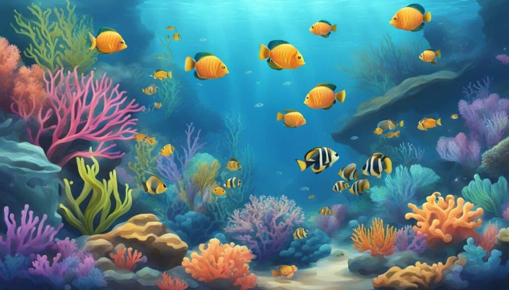 Dave the Diver explores an underwater scene teeming with colorful fish and corals, creating a tranquil and mesmerizing experience.