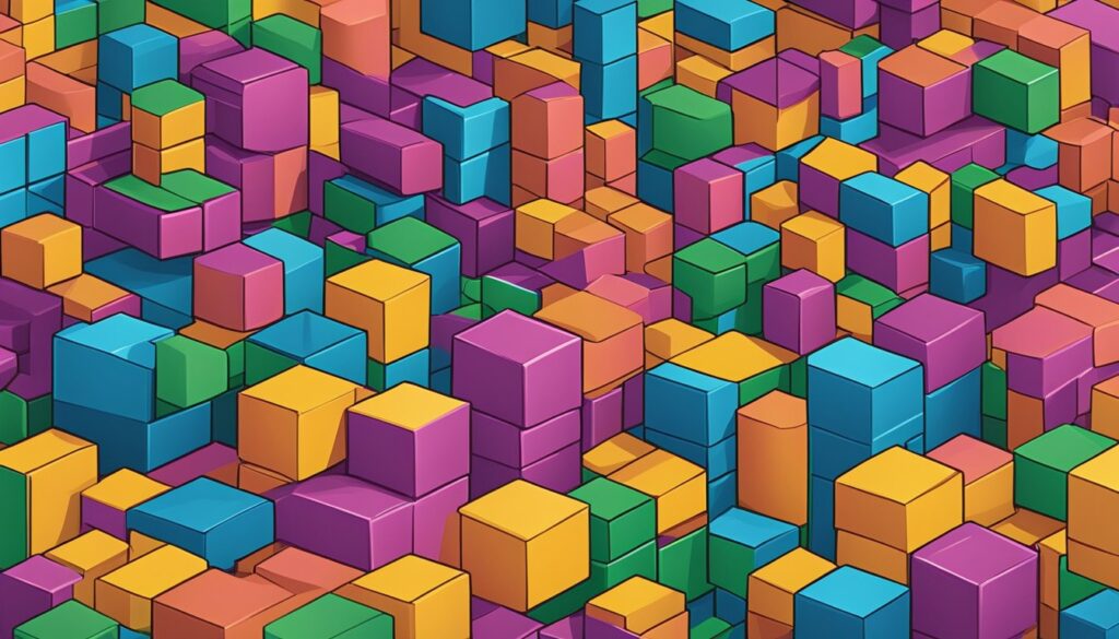 Colorful tetris blocks in a 3d background.