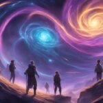 A group of people standing in front of a galaxy, exploring Essential Strategies and preparing to Level Up.