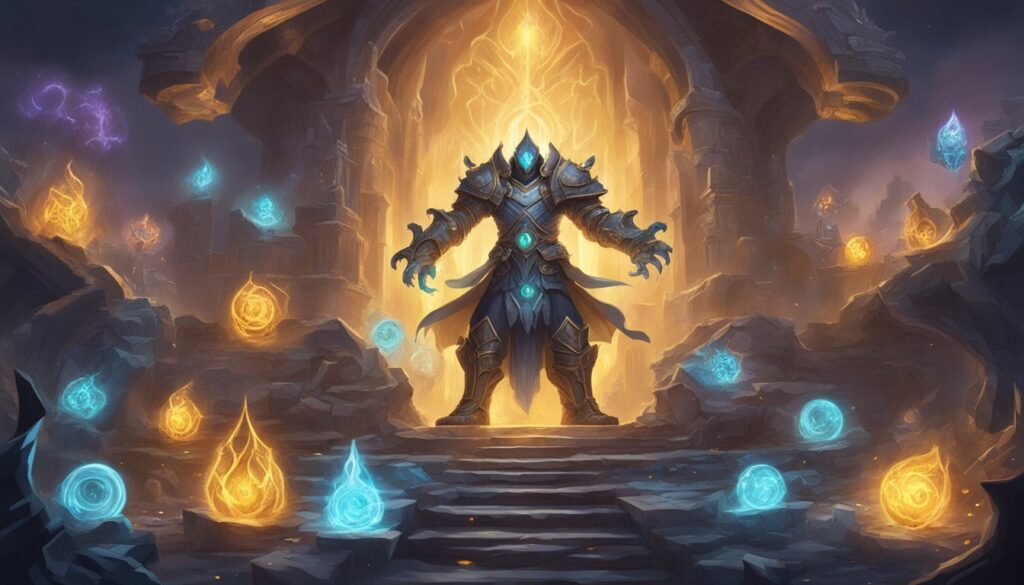 An image of a nightmare elemental standing in front of a glowing door.