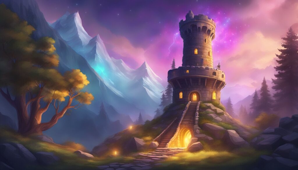 An image of a castle nestled in the mountains, with the hint of uncovering the truth behind its walls.