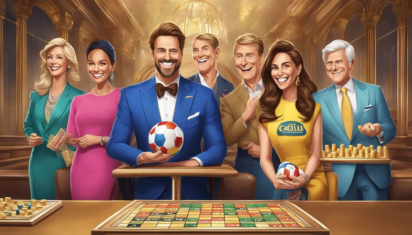 Promoting Royal Match, a group of celebrities standing in front of a board game.