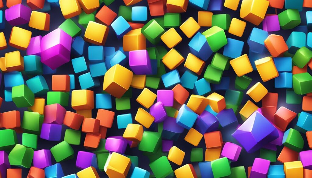 Colorful 3D cubes with master strategies on a black background.