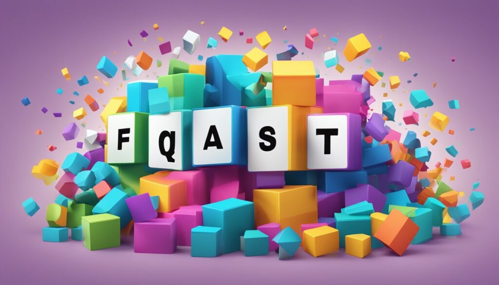 The word fgast surrounded by colorful Block Blast cubes.