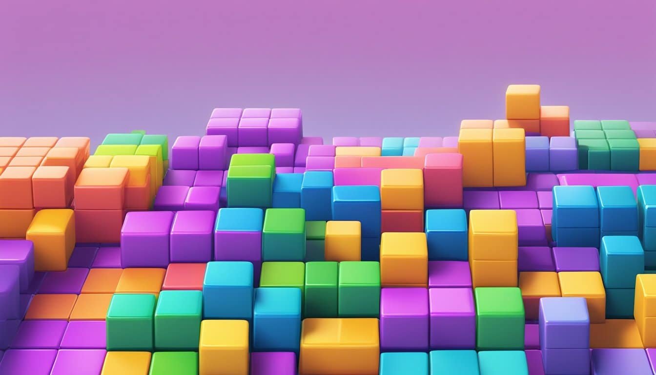 Colorful cubes create an uninterrupted game experience on a purple background.