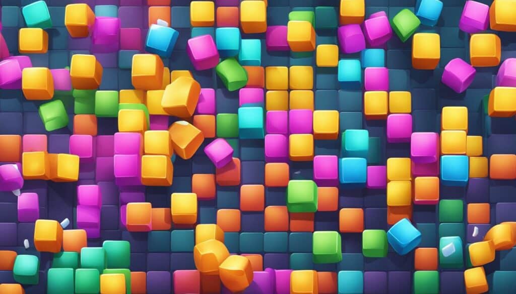 Colorful cubes blast on a black background, bringing a vibrant win.