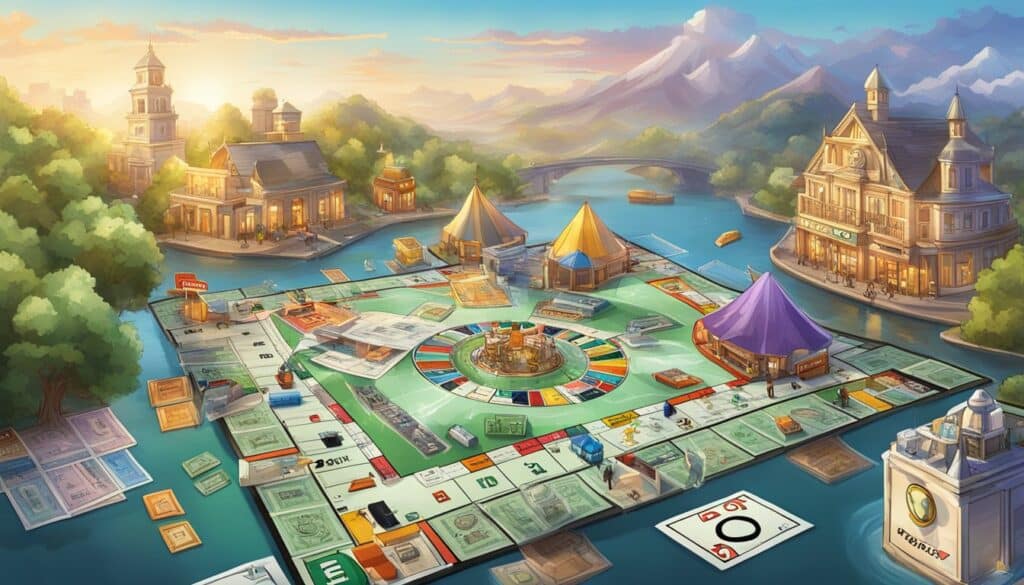 A Monopoly board game featuring a city in the background, available through a Promotional Collaboration.